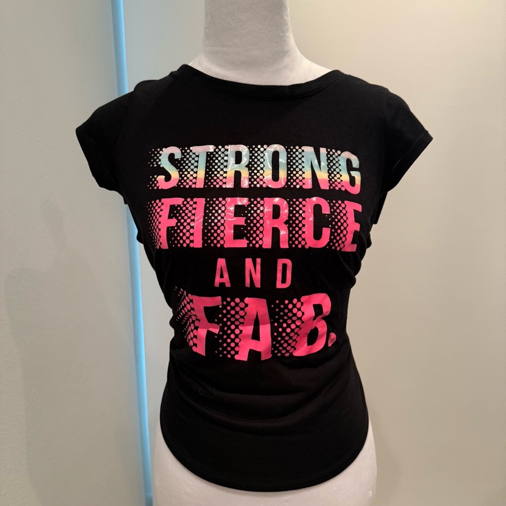 Black and pink Placed sport top with cut out back